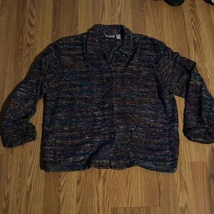 Chicos Design Vintage Multicolor Silk Tweed Textured Button Jacket Size 3